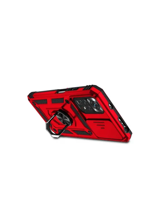 Xiaomi Redmi Note 11 Pro Kılıf Pars Lens Yüzüklü Silikon - Kırmızı