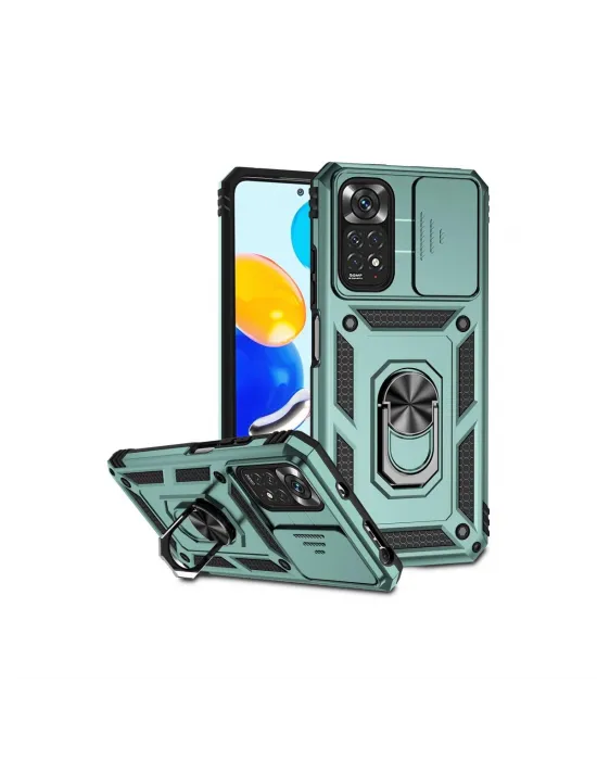 Xiaomi Redmi Note 11 Pro Kılıf Pars Lens Yüzüklü Silikon - Yeşil
