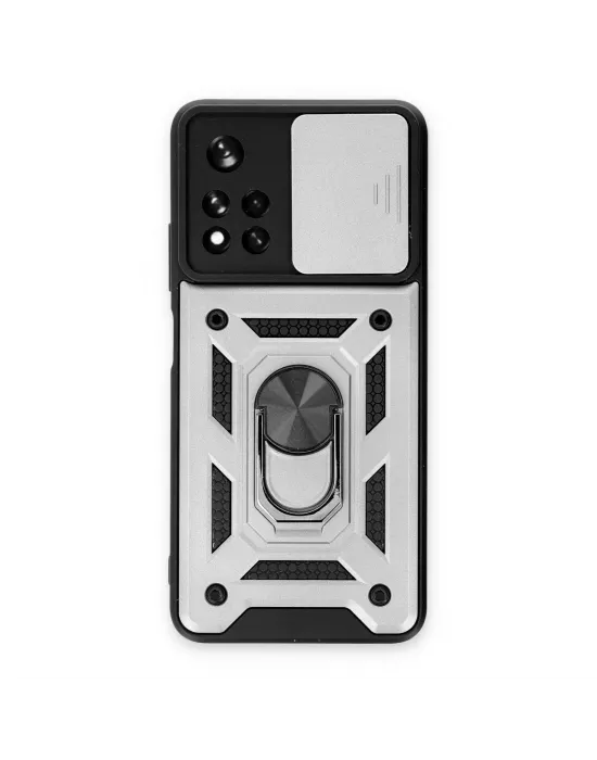 Xiaomi Redmi Note 11t Kılıf Pars Lens Yüzüklü Silikon - Gümüş