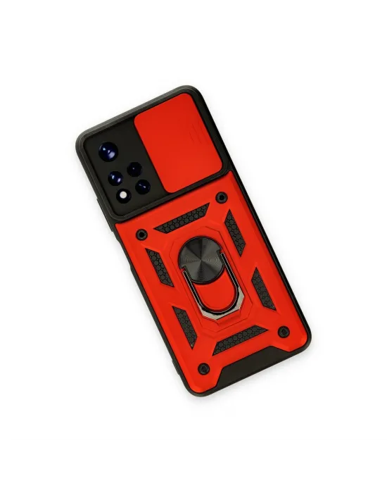 Xiaomi Redmi Note 11t Kılıf Pars Lens Yüzüklü Silikon - Kırmızı