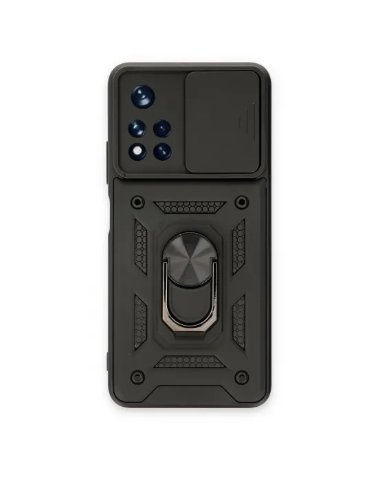 Xiaomi Redmi Note 11t Kılıf Pars Lens Yüzüklü Silikon - Siyah