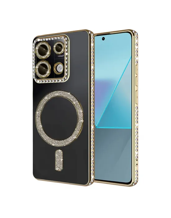 Xiaomi Redmi Note 13 Pro 4g Joke Simli Magneticsafe Kılıf - Gold