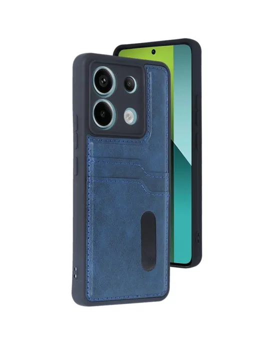 Xiaomi Redmi Note 13 Pro 4g Kılıf Sara Kartvizitli Deri Kılıf - Lacivert