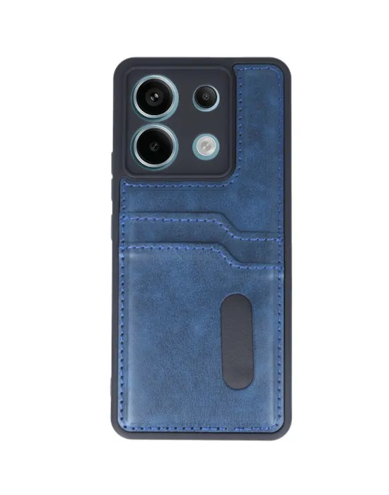 Xiaomi Redmi Note 13 Pro 4g Kılıf Sara Kartvizitli Deri Kılıf - Lacivert
