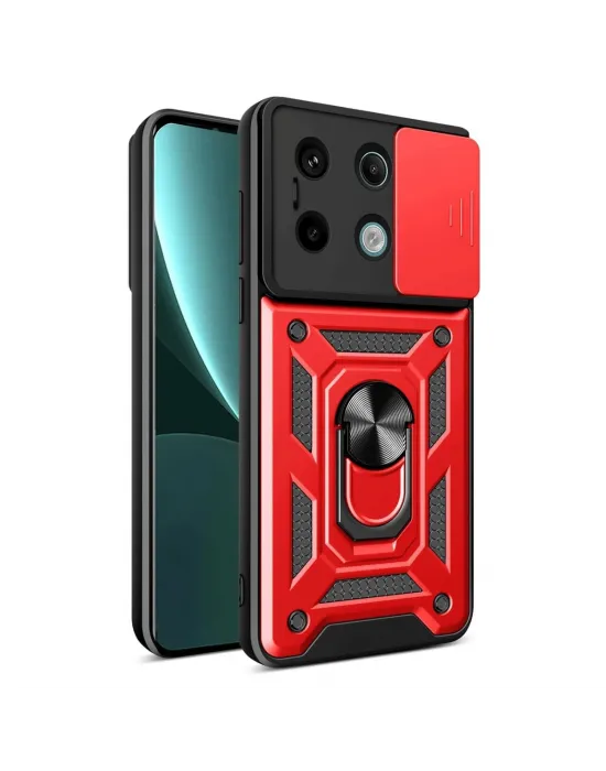 Xiaomi Redmi Note 13 Pro 4g Pars Lens Yüzüklü Silikon - Kırmızı