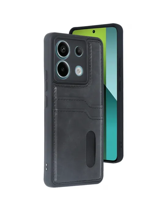 Xiaomi Redmi Note 13 Pro 5g Kılıf Sara Kartvizitli Deri Kılıf - Siyah
