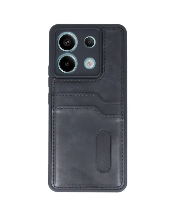 Xiaomi Redmi Note 13 Pro 5g Kılıf Sara Kartvizitli Deri Kılıf - Siyah