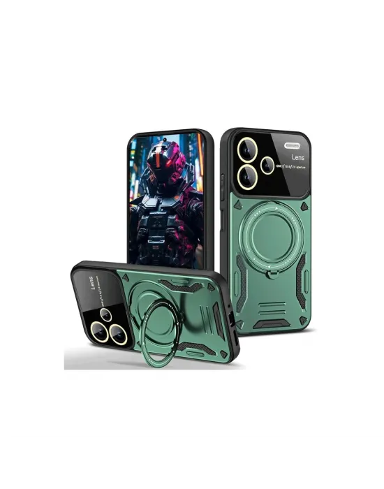 Xiaomi Redmi Note 13 Pro Plus Joy Lens Standlı Kapak - Koyu Yeşil