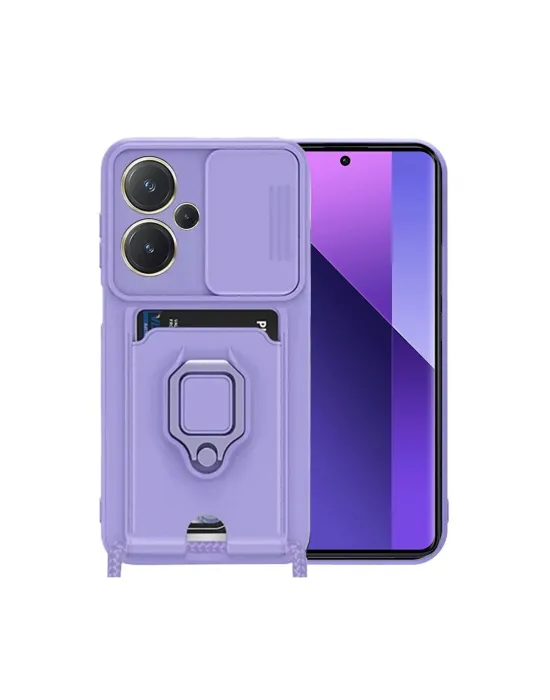 Xiaomi Redmi Note 13 Pro Plus Kılıf Zuma Kartvizitli Yüzüklü Silikon - Lila