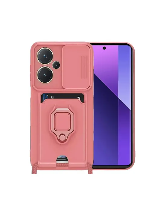 Xiaomi Redmi Note 13 Pro Plus Kılıf Zuma Kartvizitli Yüzüklü Silikon - Pembe