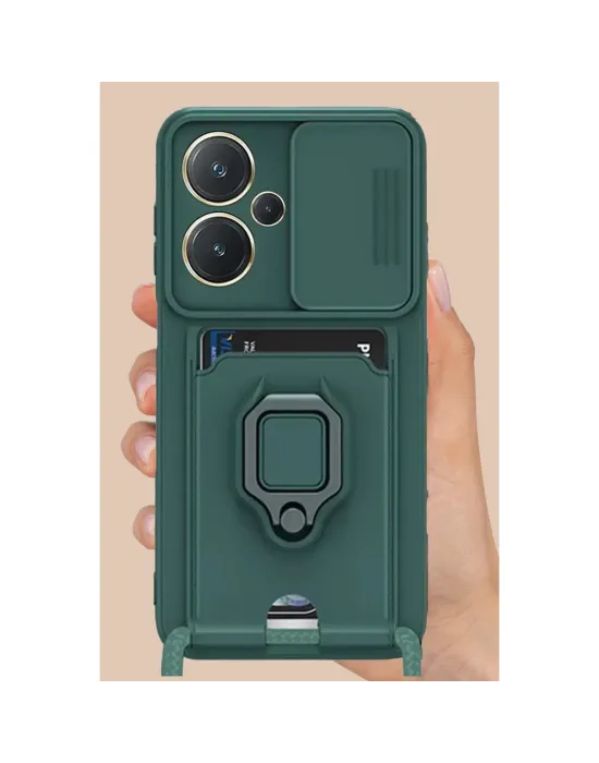 Xiaomi Redmi Note 13 Pro Plus Kılıf Zuma Kartvizitli Yüzüklü Silikon - Pembe