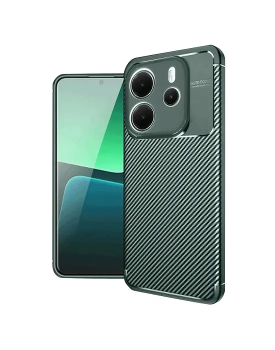 Xiaomi Redmi Note 14 4g Kılıf Auto Focus Karbon Kapak - Koyu Yeşil
