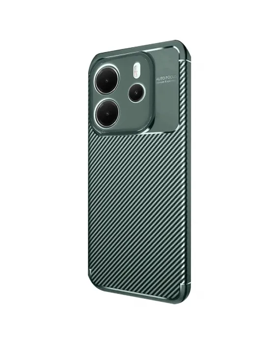 Xiaomi Redmi Note 14 4g Kılıf Auto Focus Karbon Kapak - Koyu Yeşil