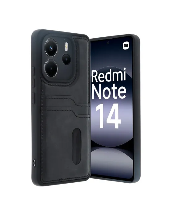 Xiaomi Redmi Note 14 4g Kılıf Sara Kartvizitli Deri Kılıf - Siyah