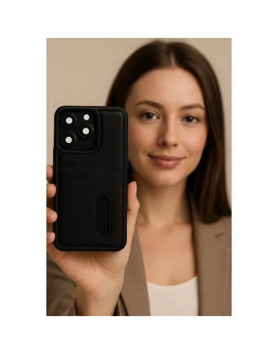 Xiaomi Redmi Note 14 4g Kılıf Sara Kartvizitli Deri Kılıf - Siyah