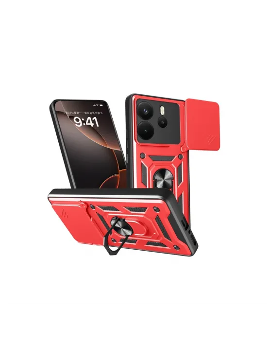 Xiaomi Redmi Note 14 4g Pars Lens Yüzüklü Silikon - Kırmızı