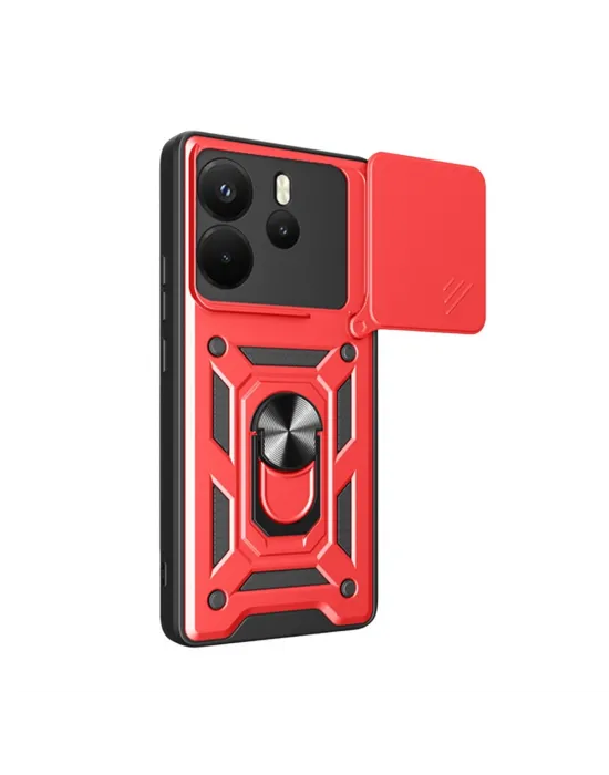 Xiaomi Redmi Note 14 4g Pars Lens Yüzüklü Silikon - Kırmızı