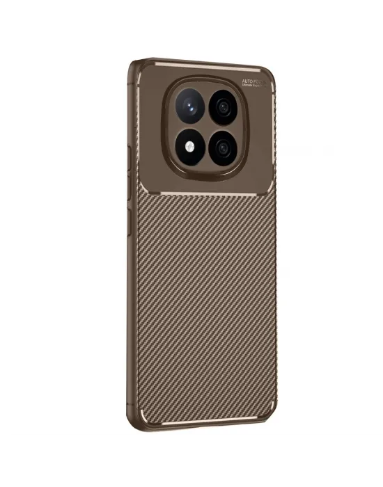 Xiaomi Redmi Note 14 Pro 4g Kılıf Auto Focus Karbon Kapak - Kahverengi