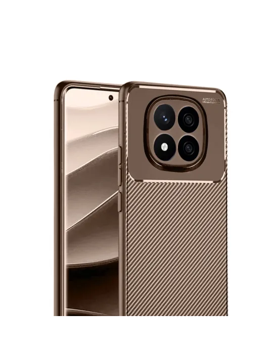 Xiaomi Redmi Note 14 Pro 5g Kılıf Auto Focus Karbon Kapak - Kahverengi