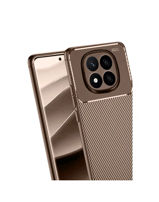 Xiaomi Redmi Note 14 Pro 5g Kılıf Auto Focus Karbon Kapak - Kahverengi