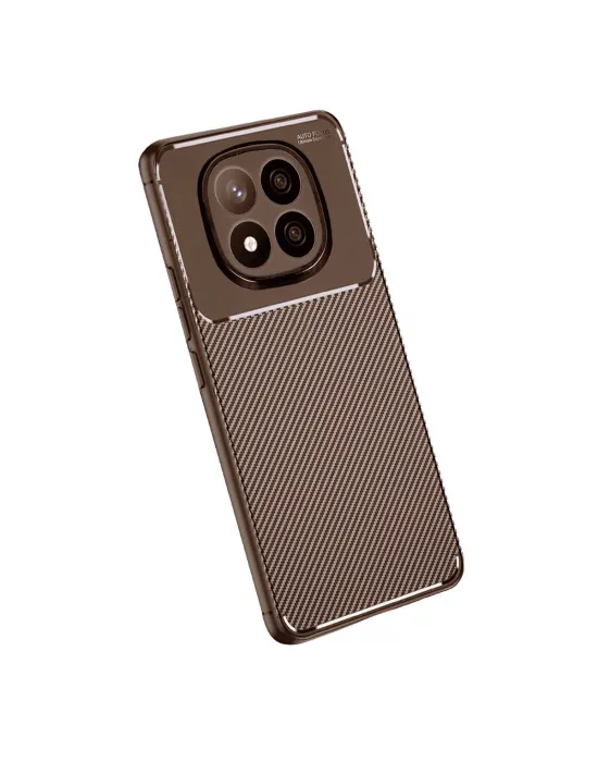 Xiaomi Redmi Note 14 Pro Plus Kılıf Auto Focus Karbon Kapak - Kahverengi
