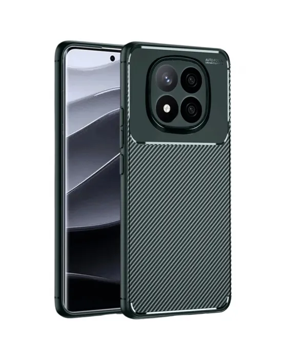 Xiaomi Redmi Note 14 Pro Plus Kılıf Auto Focus Karbon Kapak - Koyu Yeşil
