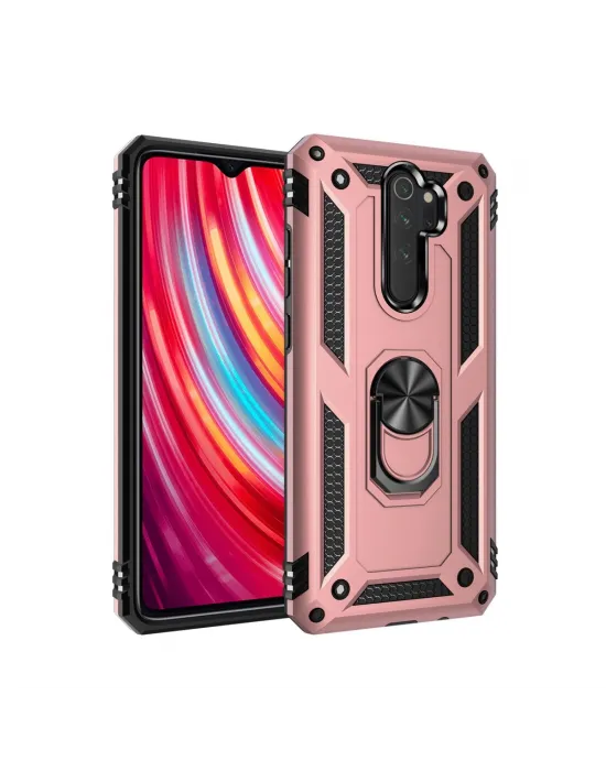 Xiaomi Redmi Note 8 Pro Kılıf Sofya Yüzüklü Silikon Kapak - Rose