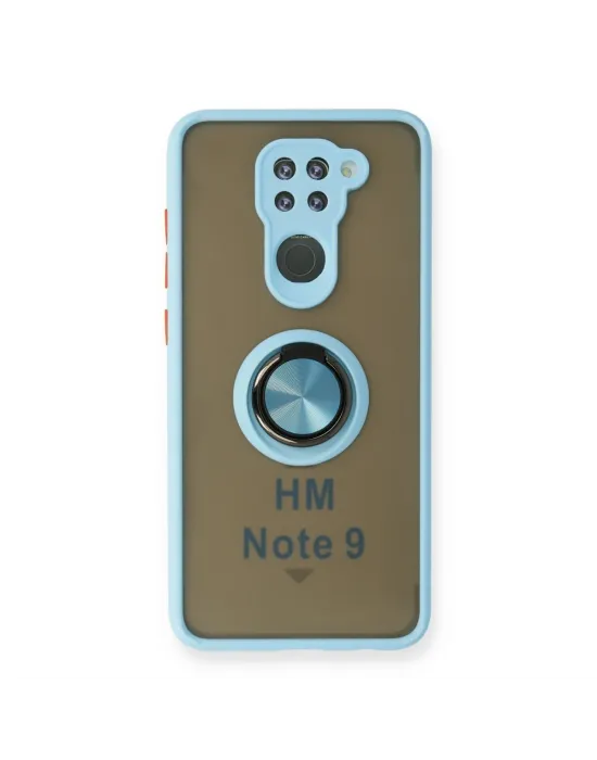 Xiaomi Redmi Note 9 Kılıf Montreal Yüzüklü Silikon Kapak - Buz Mavi