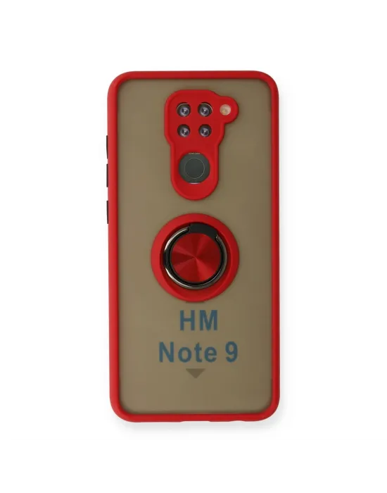 Xiaomi Redmi Note 9 Kılıf Montreal Yüzüklü Silikon Kapak - Kırmızı