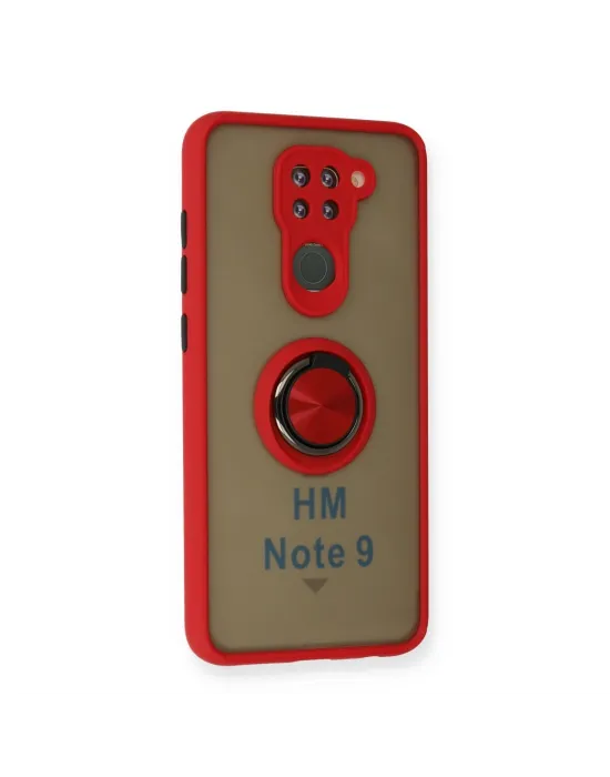 Xiaomi Redmi Note 9 Kılıf Montreal Yüzüklü Silikon Kapak - Kırmızı