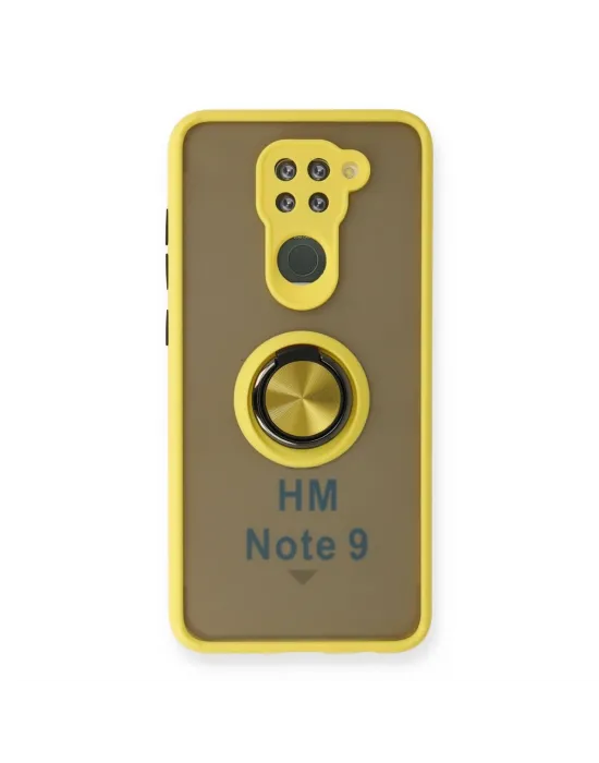 Xiaomi Redmi Note 9 Kılıf Montreal Yüzüklü Silikon Kapak - Sarı
