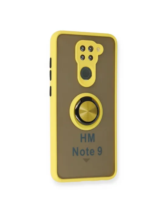 Xiaomi Redmi Note 9 Kılıf Montreal Yüzüklü Silikon Kapak - Sarı