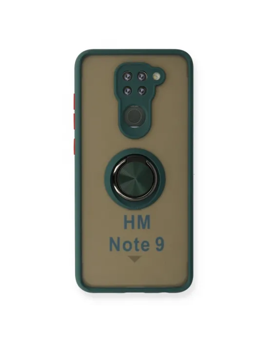 Xiaomi Redmi Note 9 Kılıf Montreal Yüzüklü Silikon Kapak - Yeşil