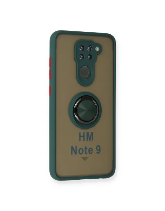 Xiaomi Redmi Note 9 Kılıf Montreal Yüzüklü Silikon Kapak - Yeşil