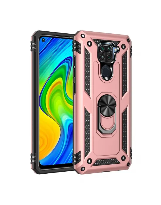 Xiaomi Redmi Note 9 Kılıf Sofya Yüzüklü Silikon Kapak - Rose