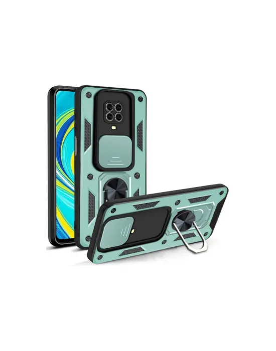 Xiaomi Redmi Note 9 Pro Kılıf Pars Lens Yüzüklü Silikon - Yeşil