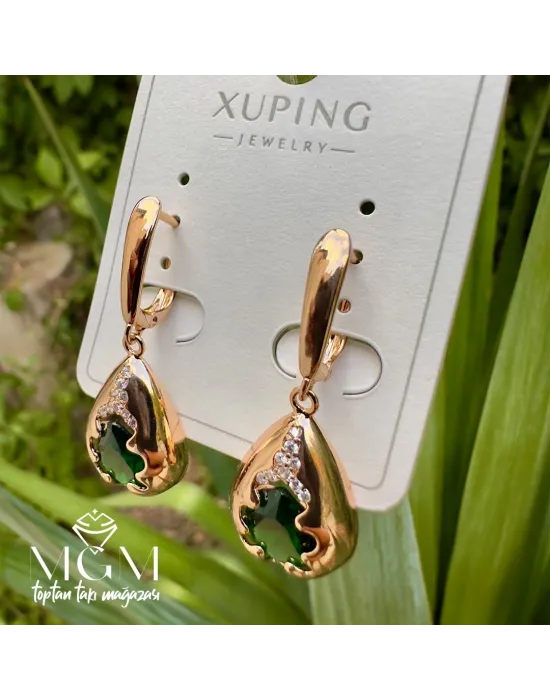 Xuping Yeşil Taşlı Damla Küpe - Kp00224