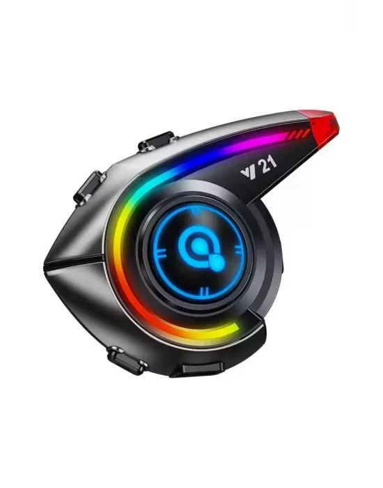 Y21 Rgb Işık Efektli Intercom Bluetooth Motosiklet Kask Kulaklığı Intercom Kulaklık
