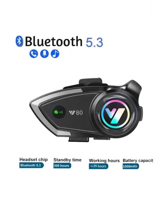 Y80 Motosiklet Kask Kulaklık Intercom Işıklı Motorsiklet Interkom