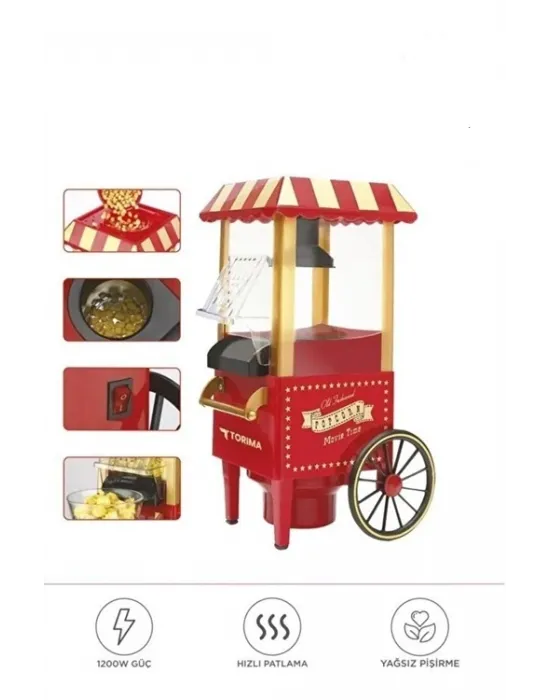 Yağsız Mısır Patlatma Popcorn Makinesi Kırmızı