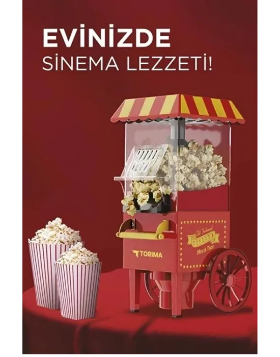 Yağsız Mısır Patlatma Popcorn Makinesi Kırmızı