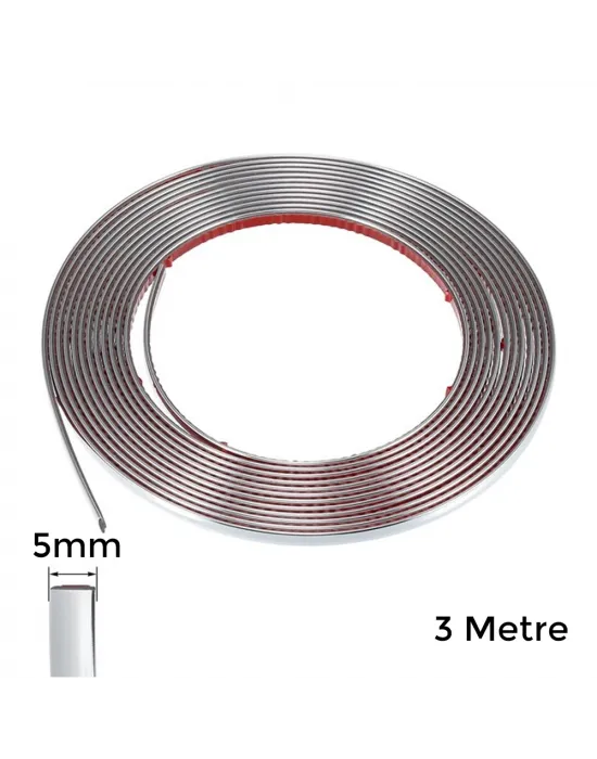 Yapışkanlı Nikelaj Şerit Bant Çıta 5mm 3 Metre Krom