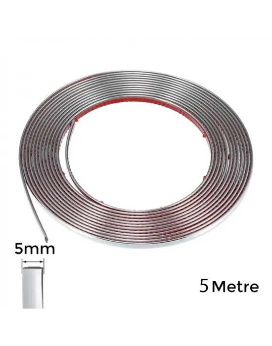 Yapışkanlı Nikelaj Şerit Bant Çıta 5mm 5 Metre Krom