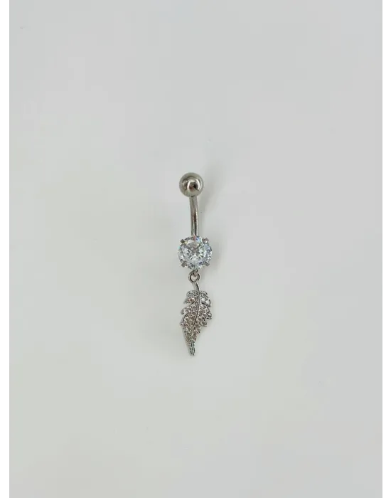 Yaprak Detaylı Sallantılı Göbek Piercing - Pg0111
