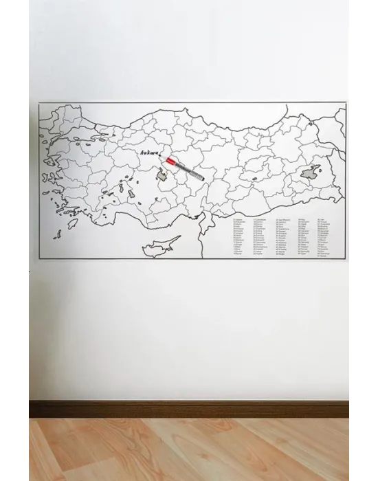 Yazılabilir Türkiye Haritası Manyetik Duvar Stickerı 110 X 56 Cm