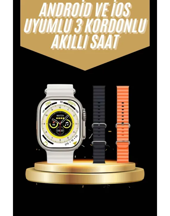 Yeni Nesil 3 Kordonlu Kol Saati 49 Mm Amoled Ekran Akıllı Saat