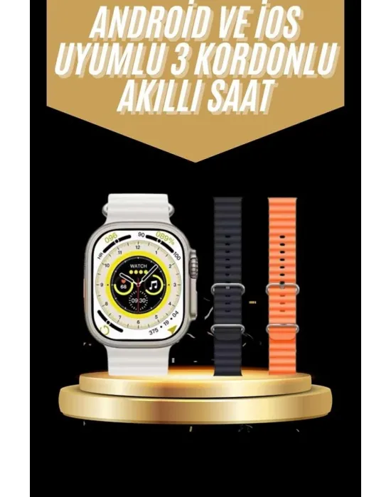 Yeni Nesil 3 Kordonlu Kol Saati 49 Mm Amoled Ekran Akıllı Saat