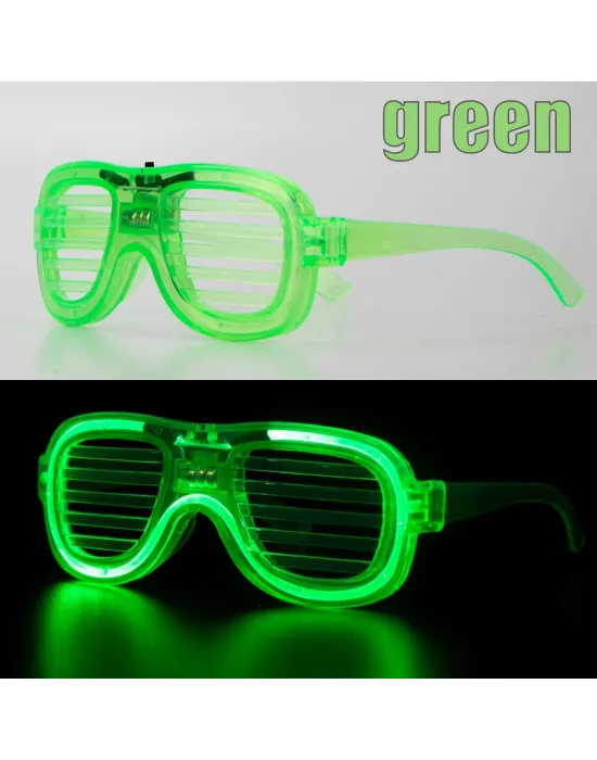 Yeşil Led Işıklı Parti Gözlüğü – Neon Glow Şerit Gözlük 3 Modlu