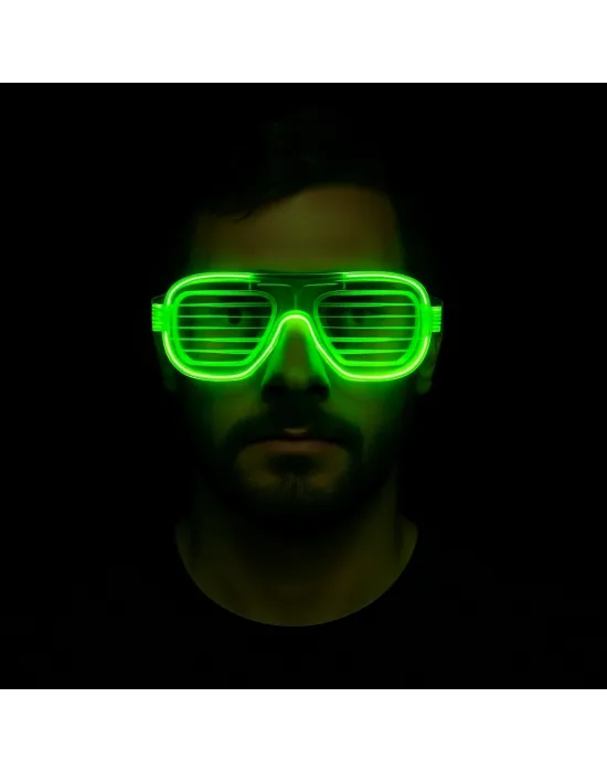 Yeşil Led Işıklı Parti Gözlüğü – Neon Glow Şerit Gözlük 3 Modlu
