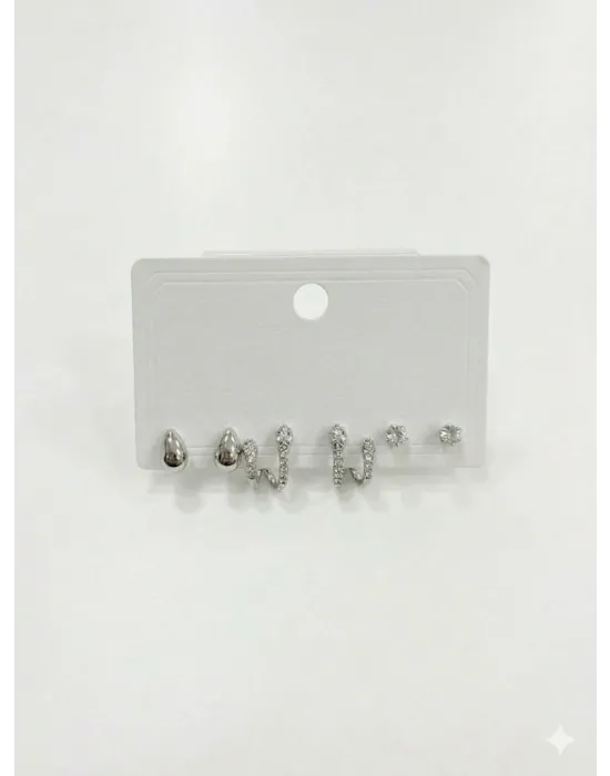 Yılan Detaylı Altılı Küpe - Kp00609